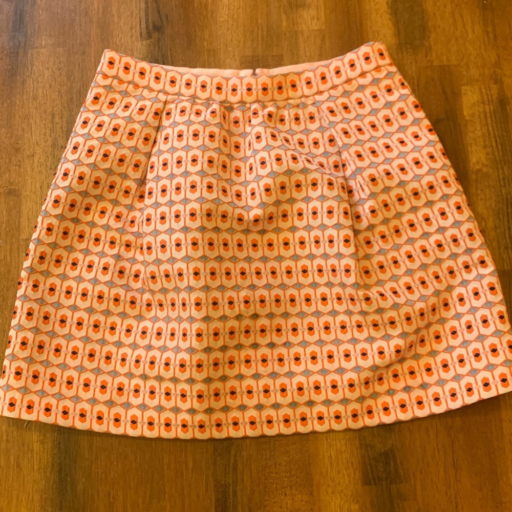 J.Crew mini Size 4 Orange Navy Gray Geometric print back zipper closure …